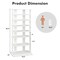 Costway Patented 7-Tier Double Rows Shoe Rack Vertical Wooden Shoe Storage Organizer Rustic White/Brown